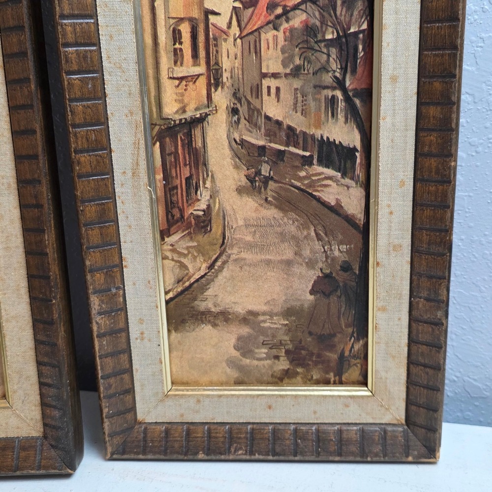 Vintage MCM Set Alex Yaworski Lithograph Prints‎ European Street Scenes FLAWED - Picture 9 of 16